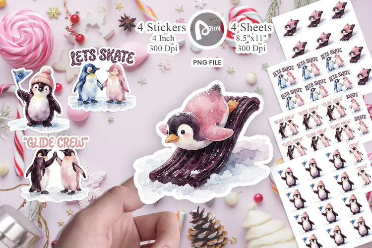 Gummy Penguin Ice Skating Sticker