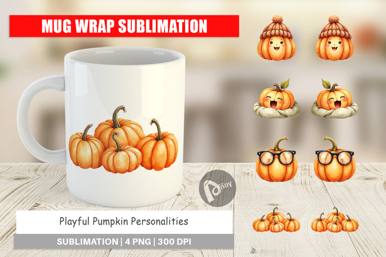 Mug Wrap Cute Pumpkin Faces