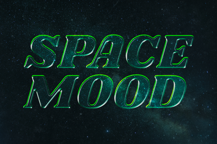 Space Mood Glass Text Effect