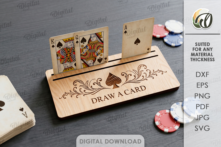 Playing Card Holder Laser Cut. Playing Card Stand SVG