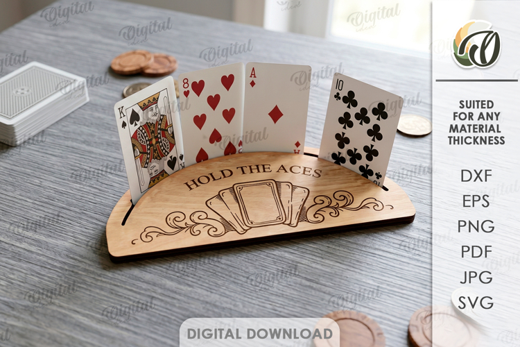 Playing Card Holder Laser Cut. Playing Card Stand SVG