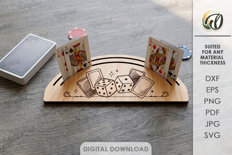 Playing Card Holder Laser Cut. Playing Card Stand SVG