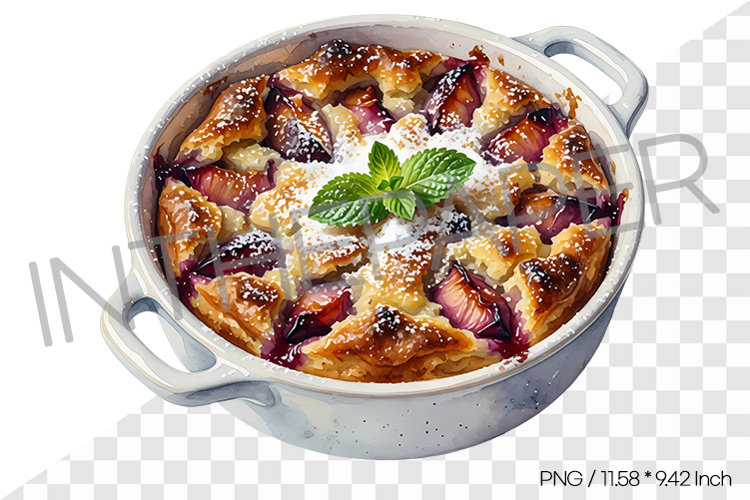 Plum Clafoutis PNG Illustration Dessert