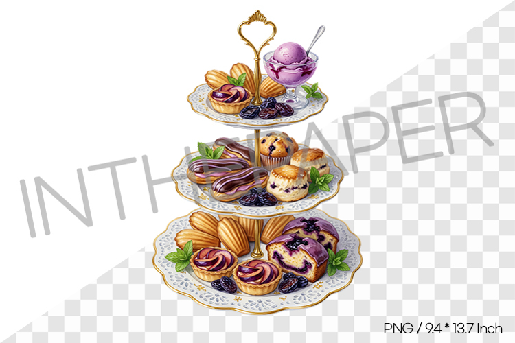 Plum Dessert Plate Stand PNG Illustration Dessert