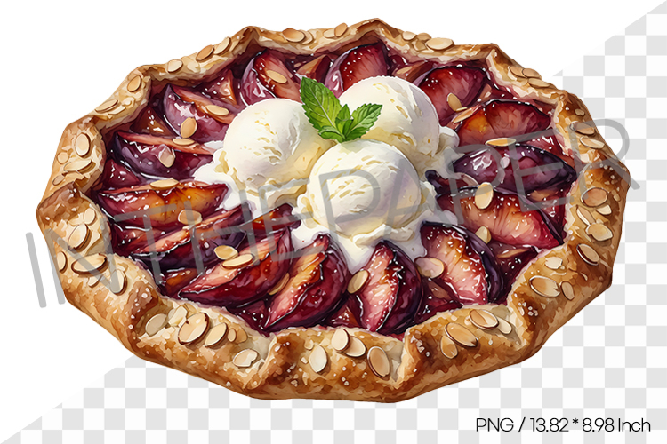 Plum Galette PNG Illustration Dessert