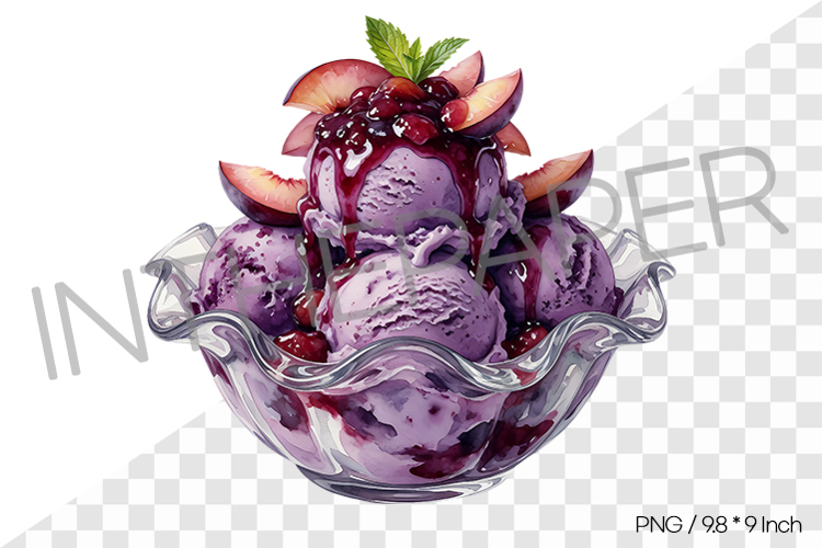 Plum Ice Cream Sundae PNG Illustration Dessert
