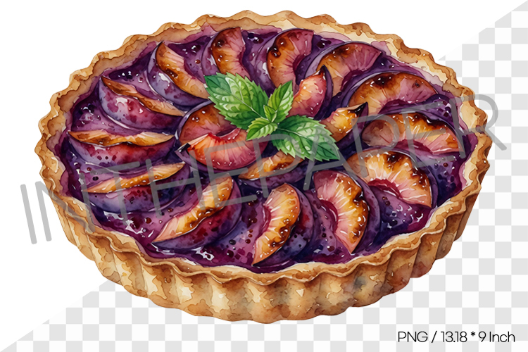Plum Tart PNG Illustration Dessert Clipart Backing Pie