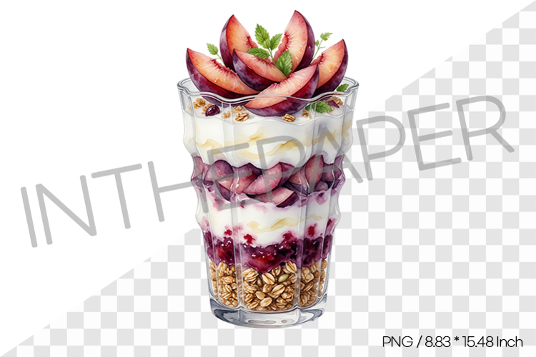 Plum Yogurt Parfait PNG Illustration Dessert Clipart Drink