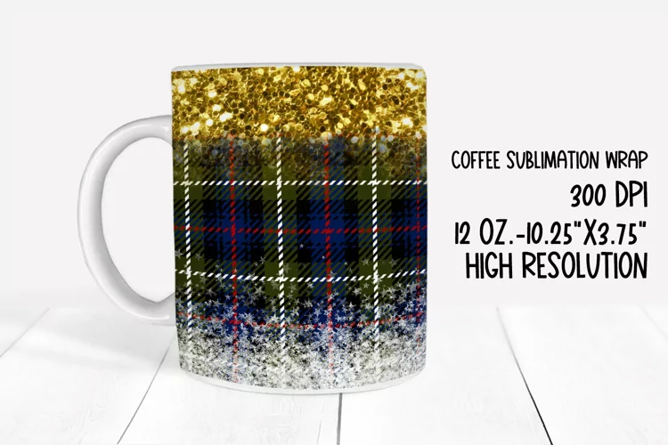 Classic Plaid & Glitter Sublimation Coffee Mug Wrap
