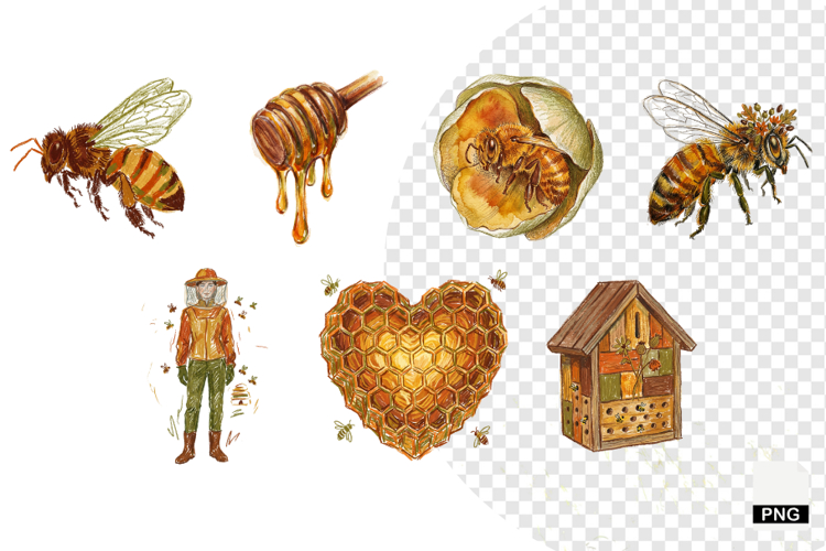 Autumn Bees Garden Clipart example image 1