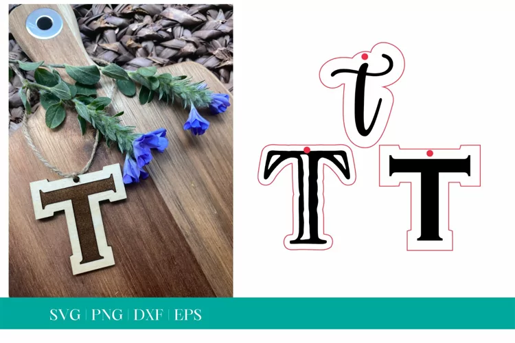 Monogram Letter T SVG, Letter T Tag SVG, Glowforge SVG, SVG
