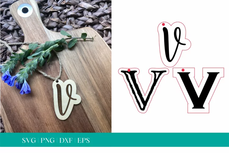 Monogram Letter V SVG, Letter V Tag SVG, Glowforge SVG, SVG
