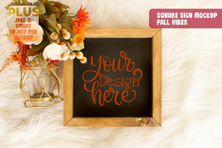 Square Sign Mockup - Fall Themed