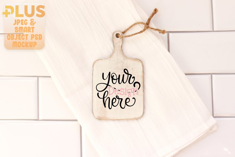 Mini Cutting Board Mockup with Smart Object Masked Layer