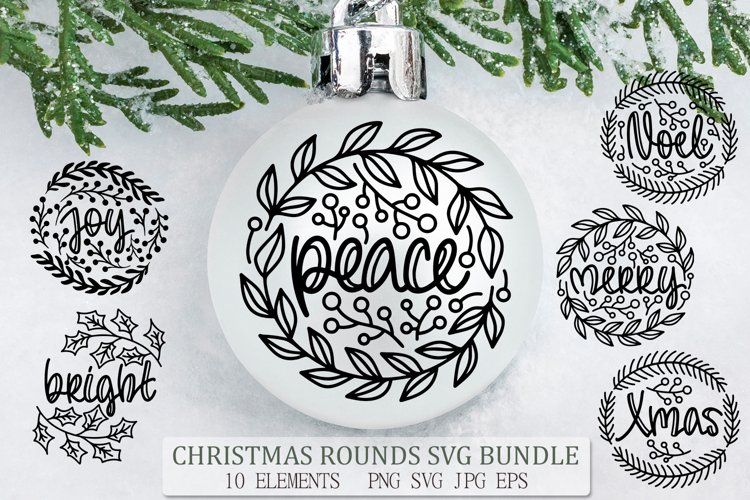 Christmas Round Signs SVG Bundle | Winter Quotes example image 1