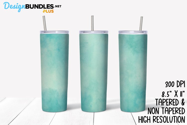 Turquoise Mist Watercolor Sublimation Tumbler example image 1
