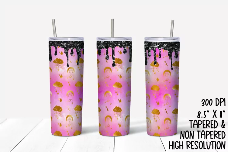 Pink Moon & Clouds Sublimation Tumbler