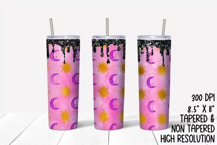 Pink Moon & Stars Sublimation Tumbler