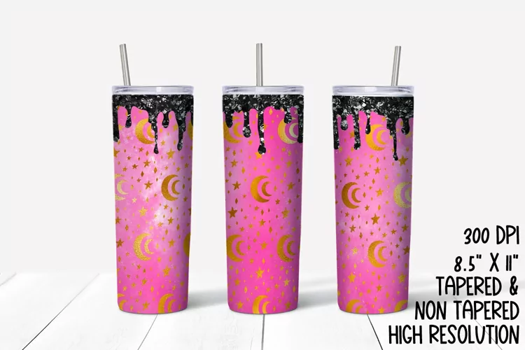Pink Moon & Stars Sublimation Tumbler