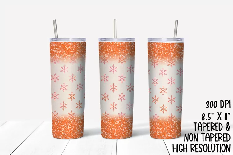 Pink Glitter & Snowflakes Sublimation Tumbler