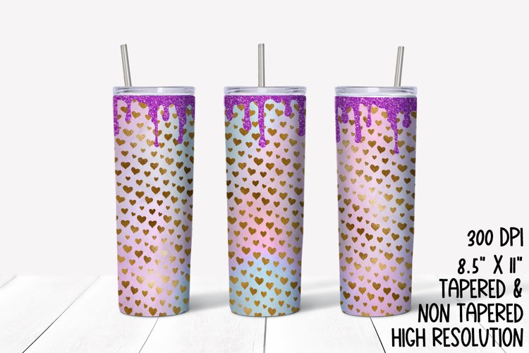 Gold Foil Hearts Valentine's Pastel Sublimation Tumbler example image 1