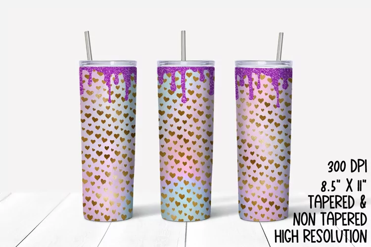 Gold Foil Hearts Valentine's Pastel Sublimation Tumbler