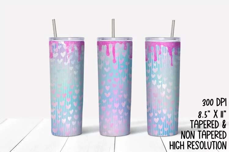 Holographic Hearts Sublimation Tumbler