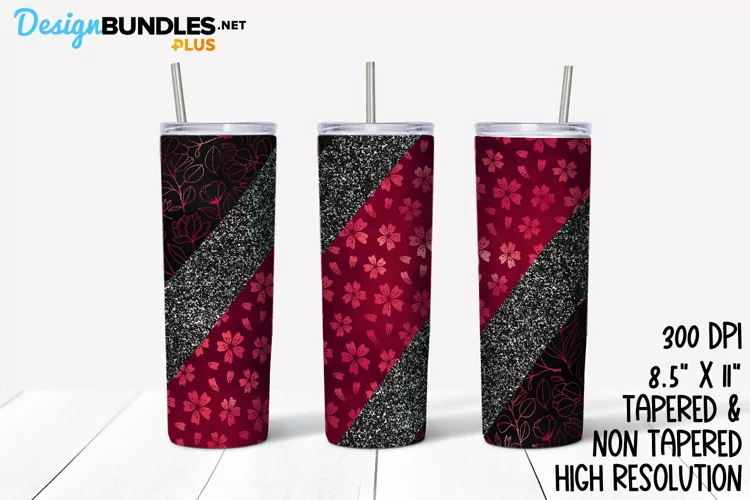 Floral Striped Tumbler Wrap