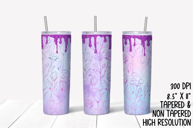 Floral Valentine's Pastel Sublimation Tumbler example image 1