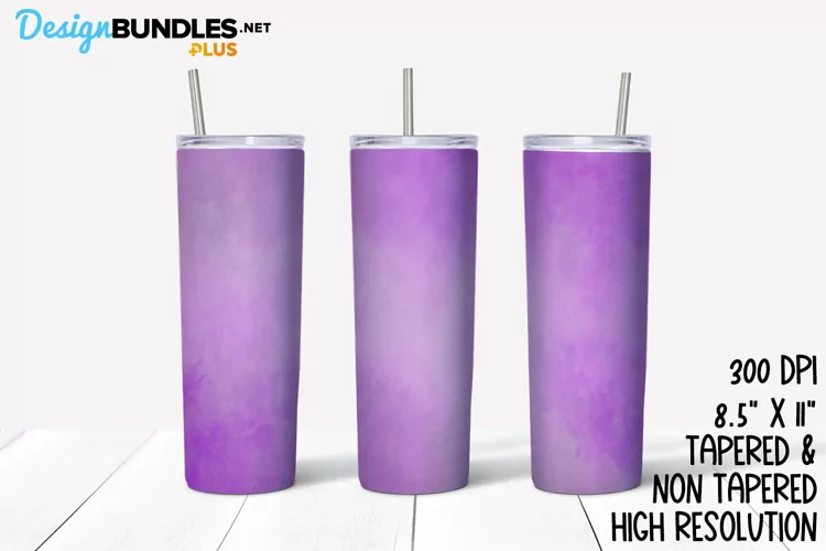 Purple Clouds Watercolor Sublimation Tumbler
