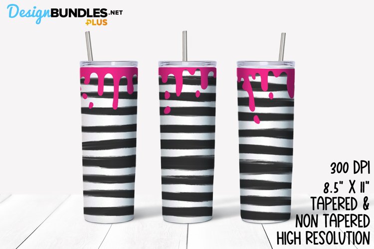 Black & White Stripes | Tumbler Sublimation Wrap example image 1