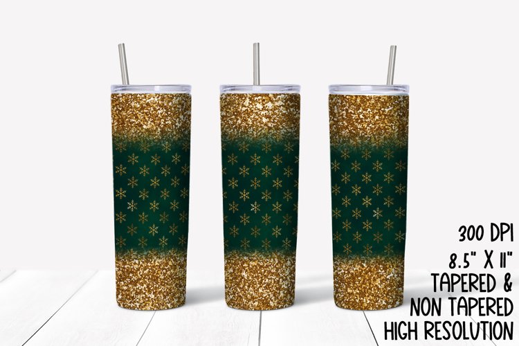 Gold Glitter & Snowflakes Sublimation Tumbler example image 1