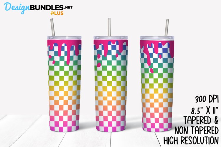 Rainbow Checked | Tumbler Sublimation Wrap example image 1