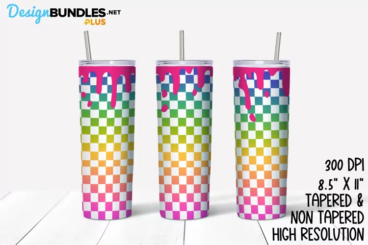 Rainbow Checked | Tumbler Sublimation Wrap