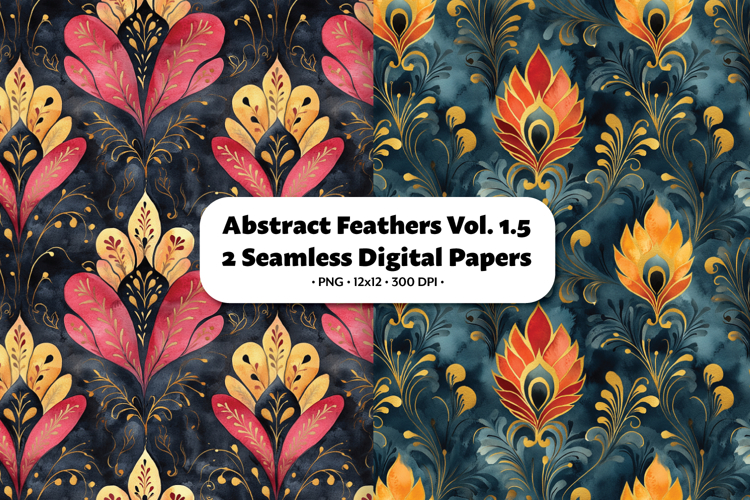 Abstract Feathers Seamless Digital Paper Vol.1.5, 2 PNG