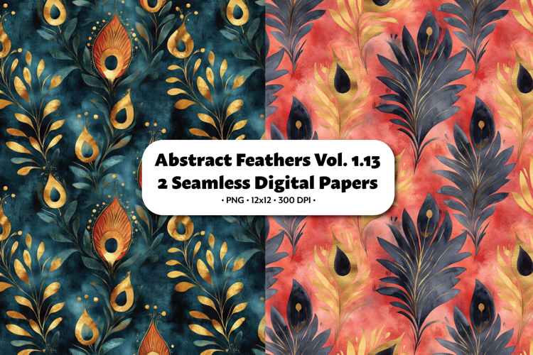 Abstract Feathers Seamless Digital Paper Vol.1.13, 2 PNG