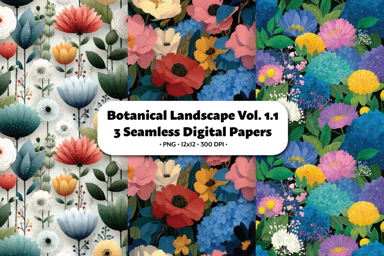 Botanical Landscape Seamless Digital Paper Vol.1.1, 3 PNG