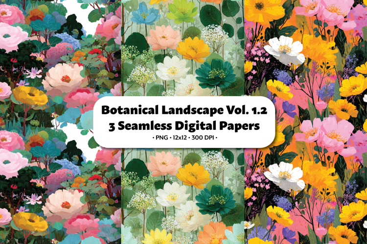 Botanical Landscape Seamless Digital Paper Vol.1.2, 3 PNG