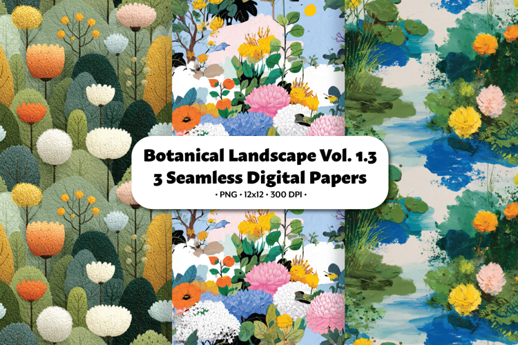 Botanical Landscape Seamless Digital Paper Vol.1.3, 3 PNG