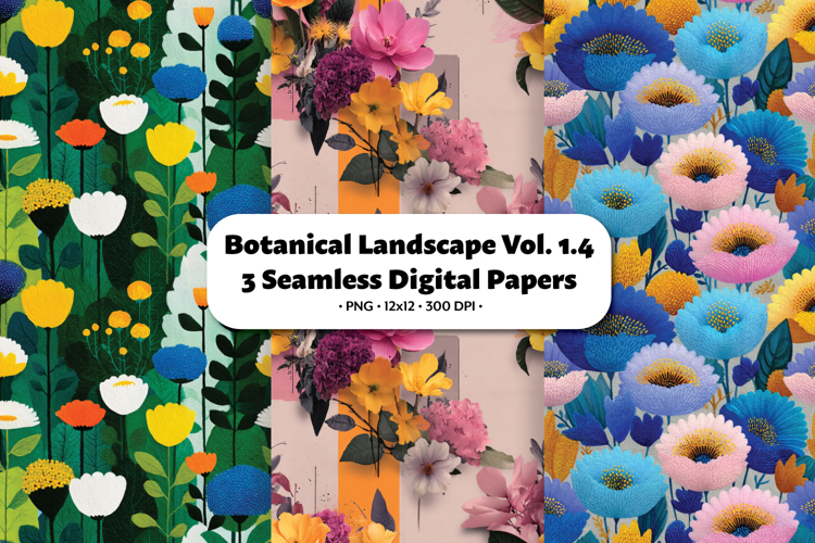 Botanical Landscape Seamless Digital Paper Vol.1.4, 3 PNG