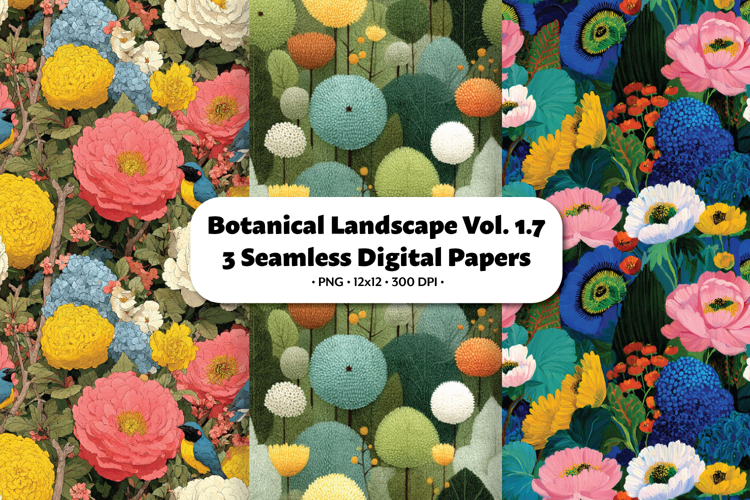 Botanical Landscape Seamless Digital Paper Vol.1.7, 3 PNG