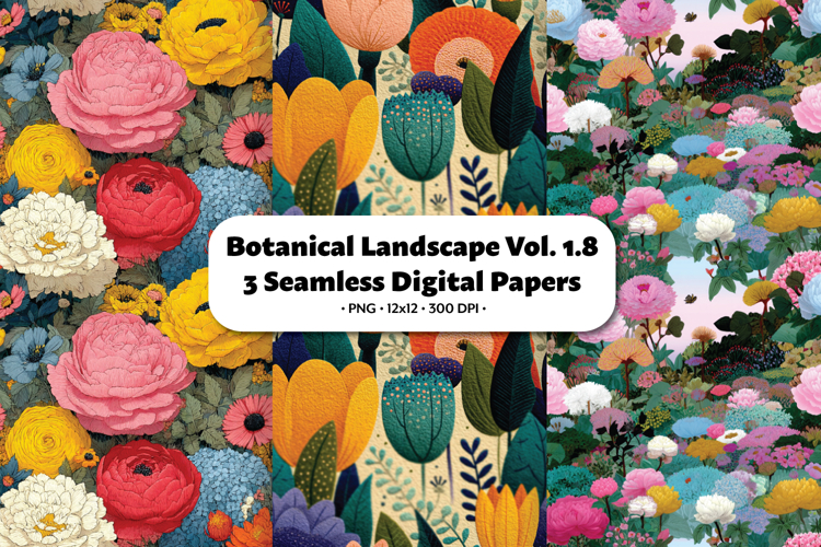 Botanical Landscape Seamless Digital Paper Vol.1.8, 3 PNG