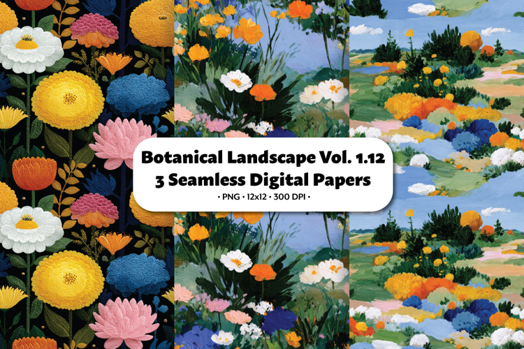 Botanical Landscape Seamless Digital Paper Vol.1.12, 3 PNG