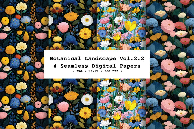 Botanical Landscape Seamless Digital Paper Vol.2.2, 4PNG