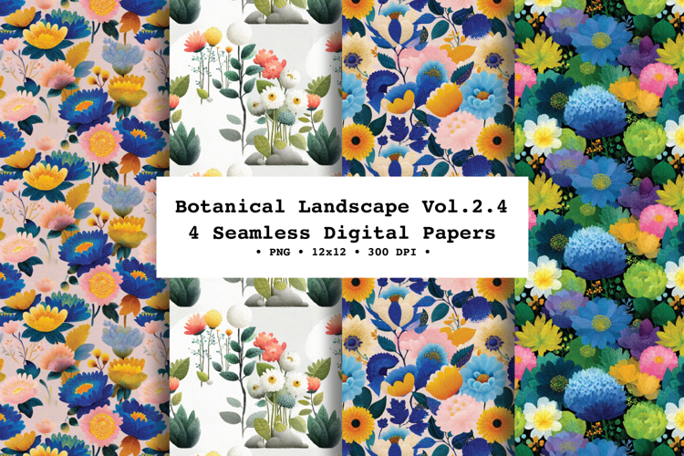 Botanical Landscape Seamless Digital Paper Vol.2.4, 4PNG