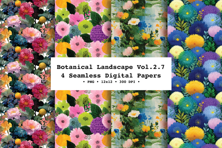Botanical Landscape Seamless Digital Paper Vol.2.7, 4PNG