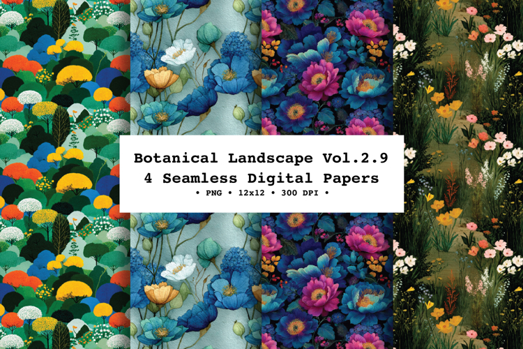 Botanical Landscape Seamless Digital Paper Vol.2.9 4PNG