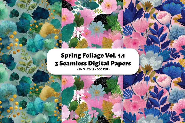 Spring Foliage Seamless Digital Paper Vol.1.1, 3 PNG