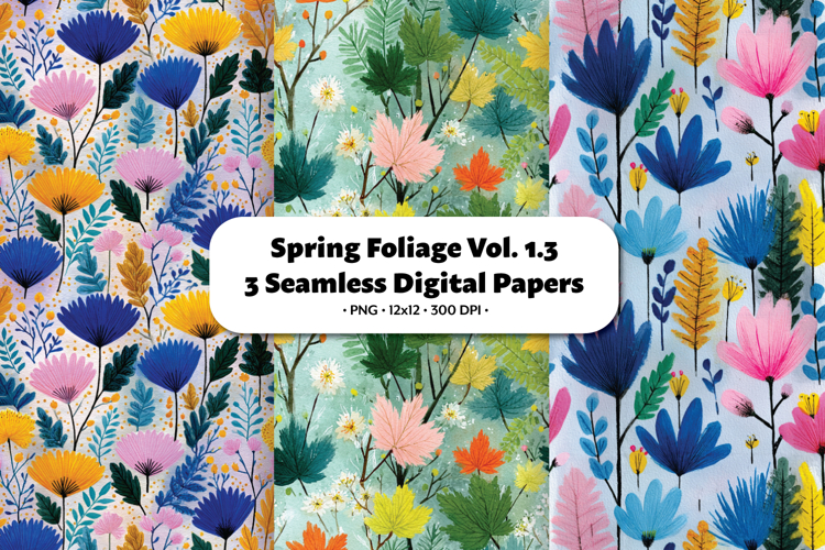 Spring Foliage Seamless Digital Paper Vol.1.3, 3 PNG
