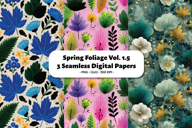 Spring Foliage Seamless Digital Paper Vol.1.5, 3 PNG